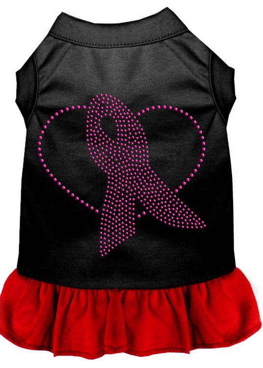 Pink Ribbon Rhinestone Dress Black with Red Med